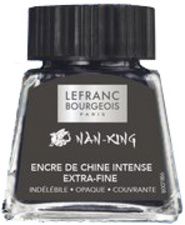 LEFRANC BOURGEOIS inkt Nan-King, zwart, in glas, 14 ml