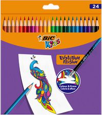 BIC KIDS kleurpotloden EVOLUTION ILLUSION, radeerbaar, 24 stuks in etui