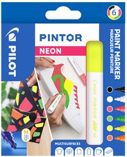 PILOT pigmentmarker PINTOR, medium, set van 6 'NEON'