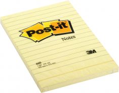 Post-it zelfklevende memo's, 102 x 152 mm, gelinieerd, geel