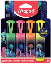 Maped tekstmarker DEEPSEA PARADISE, wigpunt, 4 stuks in etui