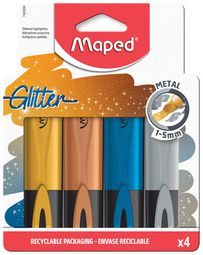 Maped tekstmarker GLITTER METAL, 4 stuks in doosje