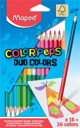 Maped driehoekig kleurpotlood COLOR'PEPS DUO, 18 stuks in doosje