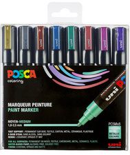 POSCA Pigmentmarker / Verfstiften / Acrylmarker PC-5M, 8 in doosje, kleuren assorti metallic