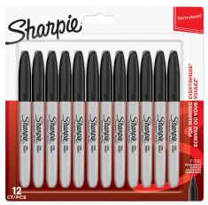 Sharpie permanentmarker FINE, zwart, 12 stuks op blisterkaart