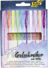 folia gelpen PASTEL, 1 mm, kleuren assorti, 10 stuks in etui