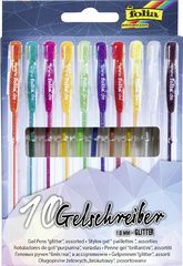 folia gelpen GLITTER, 1 mm, kleuren assorti, 10 stuks in etui