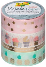 folia deco plakband Washi-Tape HOTFOIL GOUD, set van 4