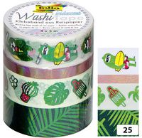 folia deco plakband Washi-Tape Hotfoil iriserend groen, set van 4