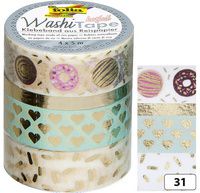 folia deco plakband Washi-Tape Hotfoil Goud II, set van 4