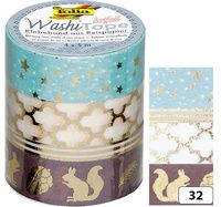 folia deco plakband Washi-Tape Hotfoil Goud III, set van 4