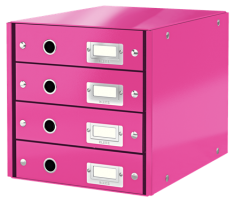 LEITZ schuifladenbox Click en Store WOW, 4 lades, roze