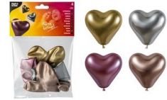 PAPSTAR luchtballonnen 'Glossy Heart', kleuren assorti