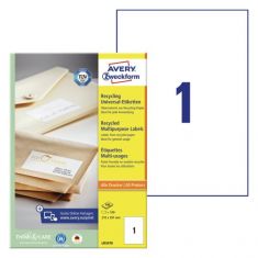 AVERY Recycling universele etiketten, 210 x 297 mm, naturelwit, permanent, 100 vel A4