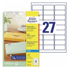 AVERY transparante adresetiketten, 63,5 x 29,6mm, 25 vel A4, permanent