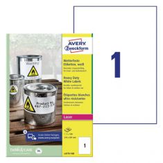 AVERY folie-etiketten weersbestendig, 210 x 297 mm, 100 vel A4, permanent, wit, mat