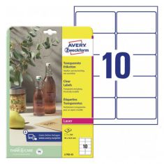 AVERY Crystal Clear etiketten, 96 x 50,8 mm, 25 vel A4, permanent, transparant