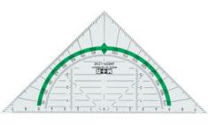 M+R geodriehoek 'Green Line', hypothenusa: 160 mm, glashelder