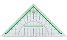 M+R geodriehoek 'Green Line', hypothenusa: 230 mm, glashelder