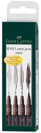 FABER-CASTELL tekenstift PITT artist pen, sepia, 4 in etui