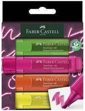 FABER-CASTELL tekstmarker TEXTLINER 1546 NEON, 4 stuks in etui