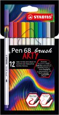 STABILO penseelstift Pen 68 brush ARTY, 12 stuks in kartonnen doosje