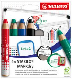 STABILO Whiteboard-marker MARKdry, 4 stuks in etui