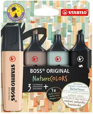 STABILO tekstmarker BOSS ORIGINAL NatureCOLORS, 4 stuks in etui