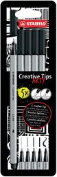 STABILO Creative Tips ARTY BLACK, 5 stuks in doosje