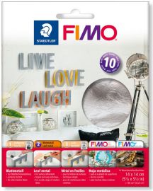 FIMO bladmetaal, zilver, 10 vel
