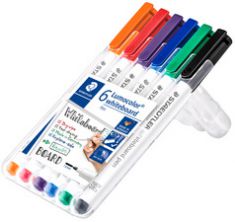 STAEDTLER Lumocolor whiteboardmarkers 301, ronde punt, 1 mm, 6 stuks in etui