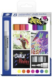 STAEDTLER Lumocolor krijtmarker chalk marker, 8 stuks in etui