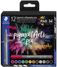 STAEDTLER viltstift pigment calligraphy pen, 12 stuks in doosje