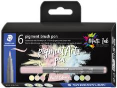 STAEDTLER viltstift, pigment brush pen 'Pastel Colours', 6 stuks