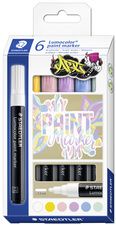 STAEDTLER Acrylmarker Lumocolor paint marker PASTEL, 6 stuks in etui