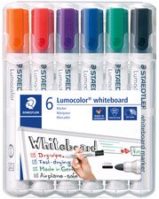 STAEDTLER Lumocolor whiteboardmarker 351, ronde punt, 2 mm, 6 stuks in etui