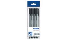 STAEDTLER Fineliner triplus, 0,3mm, zwart, 6 stuks in polyzak