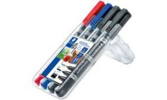 STAEDTLER Lumocolor permanent-marker duo, 4 stuks in etui