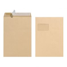 herlitz akte-envelop, DIN C4, 22,9 x 32,4 cm, met venster links, zelfklevend, bruin, 10 st.