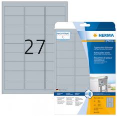 HERMA folie-etiketten typeplaatje SPECIAL, 63,5 x 29,6 mm, 25 vel A4, permanent, zilver, mat