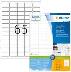 HERMA adresetiketten, 38,1 x 21,2 mm, 100 vel A4, permanent, wit