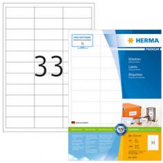 HERMA etiketten PREMIUM, 66 x 25,4 mm, wit, 100 vel, permanent