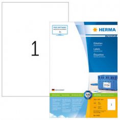 HERMA etiketten PREMIUM, 210 x 297 mm, wit, 100 vel, permanent