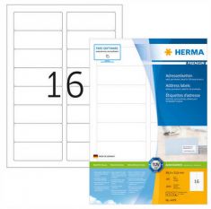 HERMA etiketten PREMIUM, 88,9 x 33,8 mm, wit, 100 vel, permanent