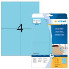 HERMA etiketten SPECIAL, 105 x 148 mm, blauw, 20 vel, verwijderbaar