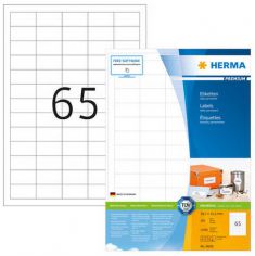 HERMA etiketten PREMIUM, 38,1 x 21,2 mm, wit, 200 vel,  permanent