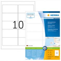 HERMA etiketten PREMIUM, 96 x 50,8 mm, wit, 100 vel, permanent