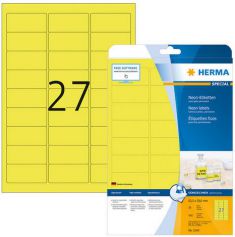 HERMA universele etiketten SPECIAL, 63,5 x 29,6 mm, 20 vel A4, permanent, fluor geel