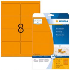 HERMA universele etiketten SPECIAL, 99,1 x 67,7 mm, 20 vel A4, permanent, fluor oranje