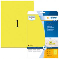 HERMA universele etiketten SPECIAL, 210 x 297 mm, 20 vel A4, permanent, fluor geel